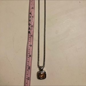 Brighton .925 Silver Box Chain with chunky Rose colored, square pendant